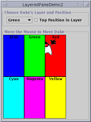 A snapshot of LayeredPaneDemo2